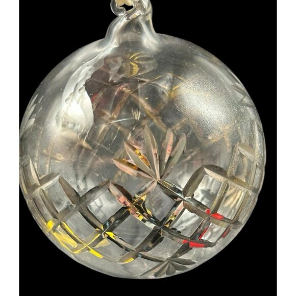 Blown Clear Cut Glass Christmas Ornament Ball 4" Holiday Decor Vintage - Picture 7 of 7